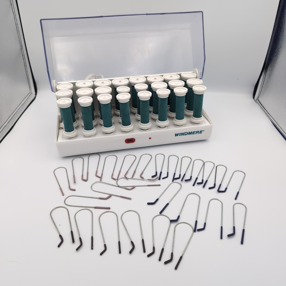 Vintage Windmere Gentle Curls SS-242R Hot Rollers 24 Flocked Curlers Clips Works